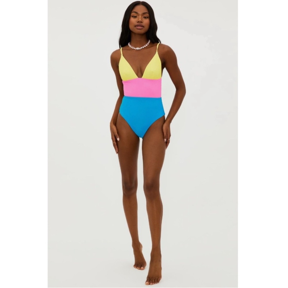 Beach Riot💕Wren Rib Colorblock One-Piece Swimsuit in Coral Reef Colorblock - Picture 11 of 11